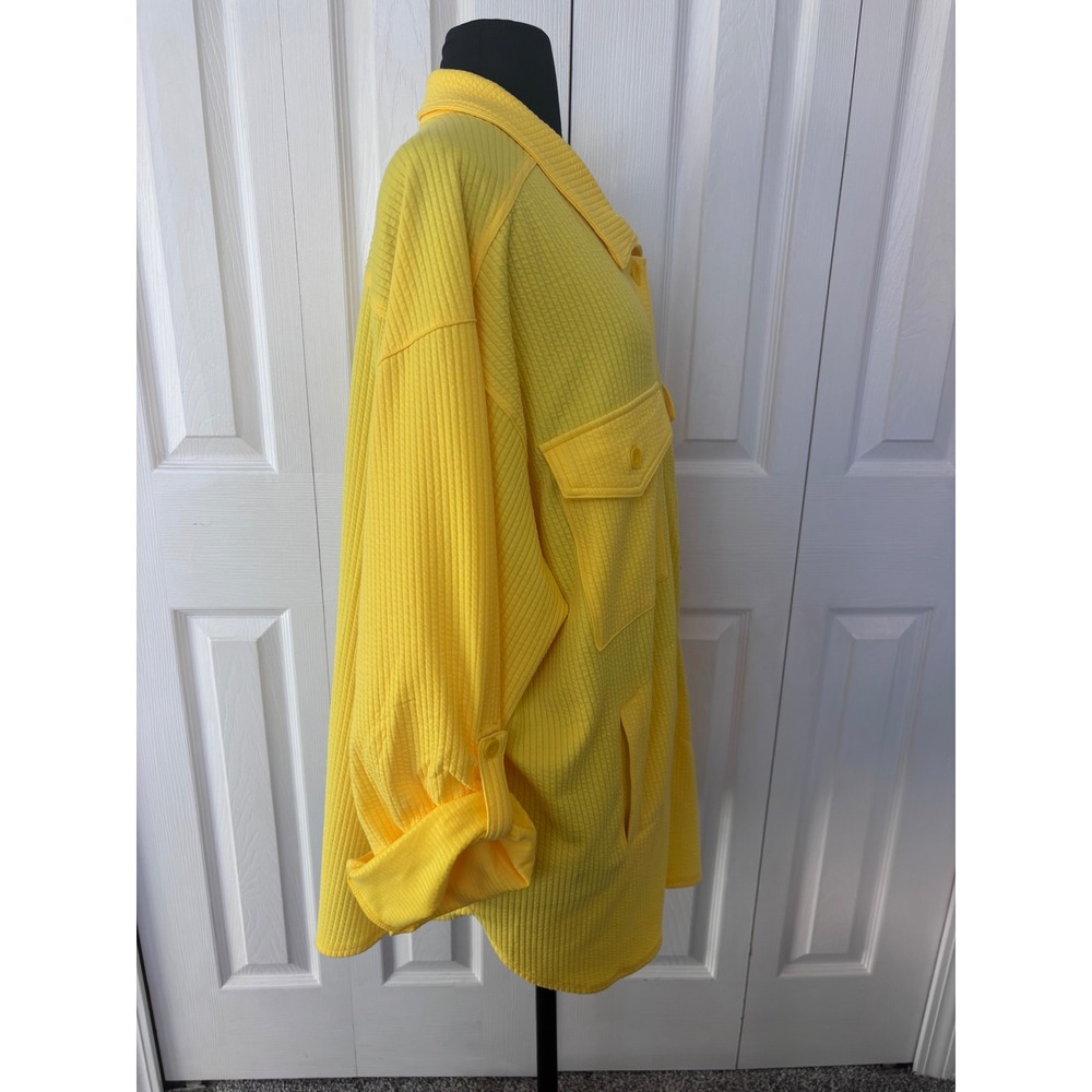 Ruby Rd. Woman Yellow Waffle Knit Button Front Shirt Jacket Size 2X - Picture 2 of 9